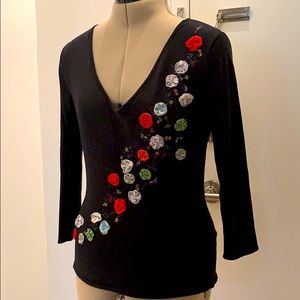 🌷 78%Silk PIERRE CARDIN KNIT TOP BLACK